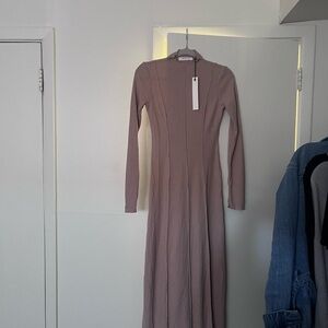 Mustard Seed Long Sleeve Taupe Dress